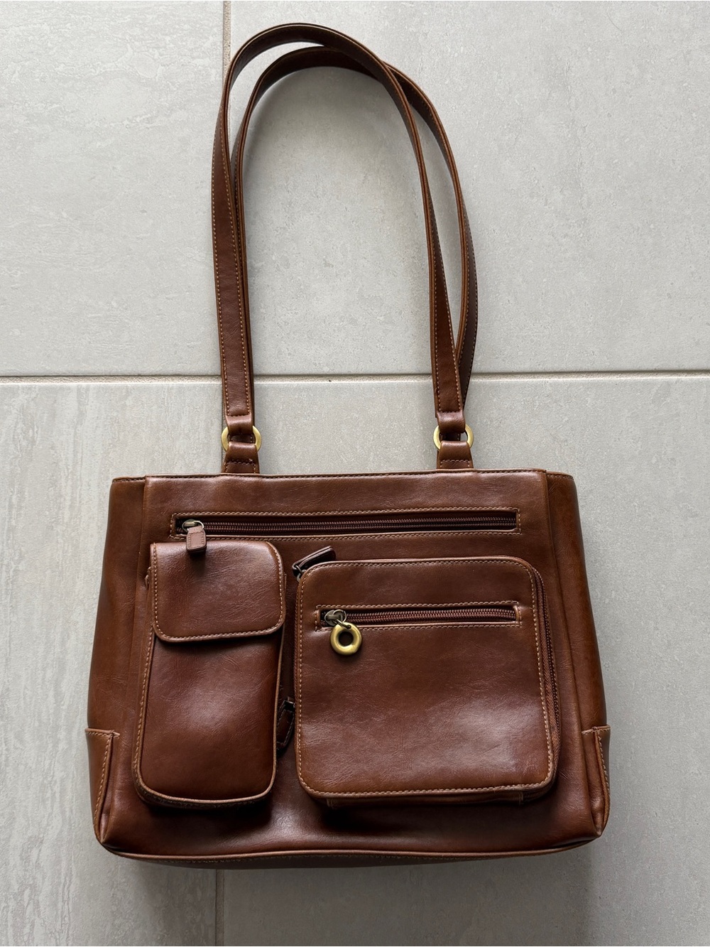 Classic Brown Leather Shoulder Bag - Women